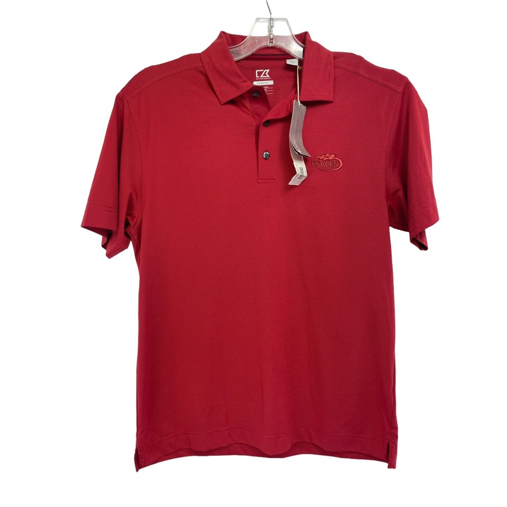 U.S. Open Tennis Cutter & Buck Mens Sz Medium Red  Polo Shirt (C41) NWTs